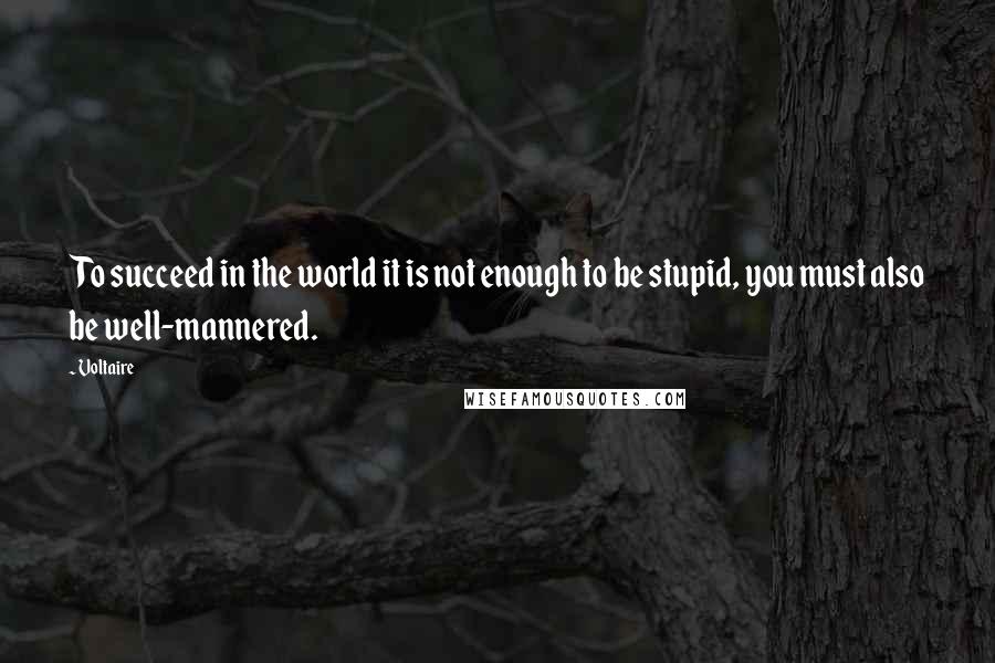 Voltaire Quotes: To succeed in the world it is not enough to be stupid, you must also be well-mannered.