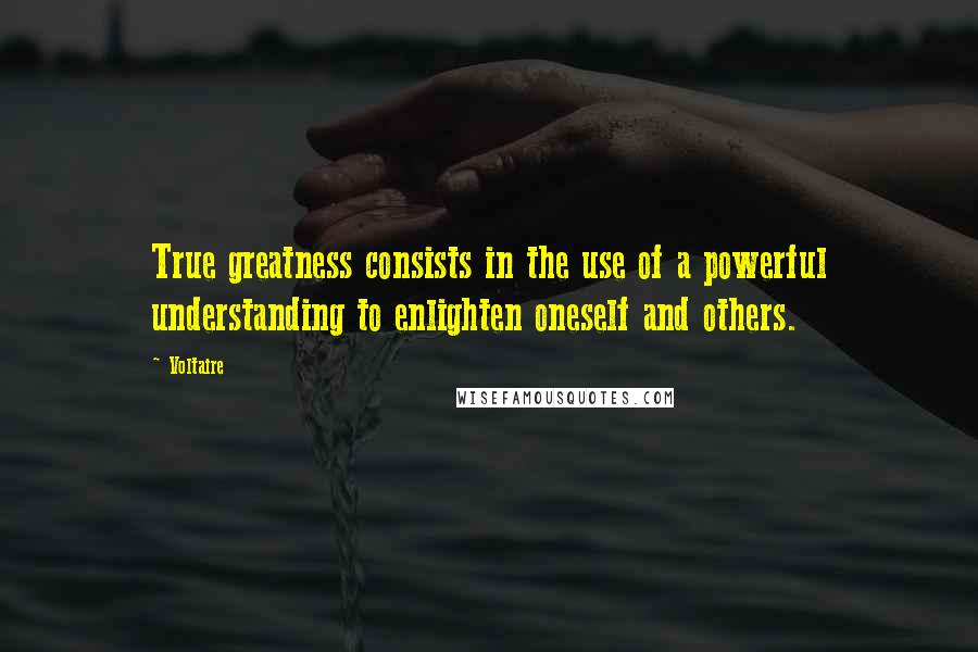 Voltaire Quotes: True greatness consists in the use of a powerful understanding to enlighten oneself and others.