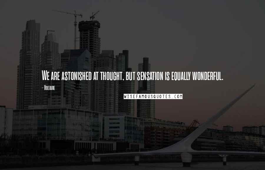 Voltaire Quotes: We are astonished at thought, but sensation is equally wonderful.