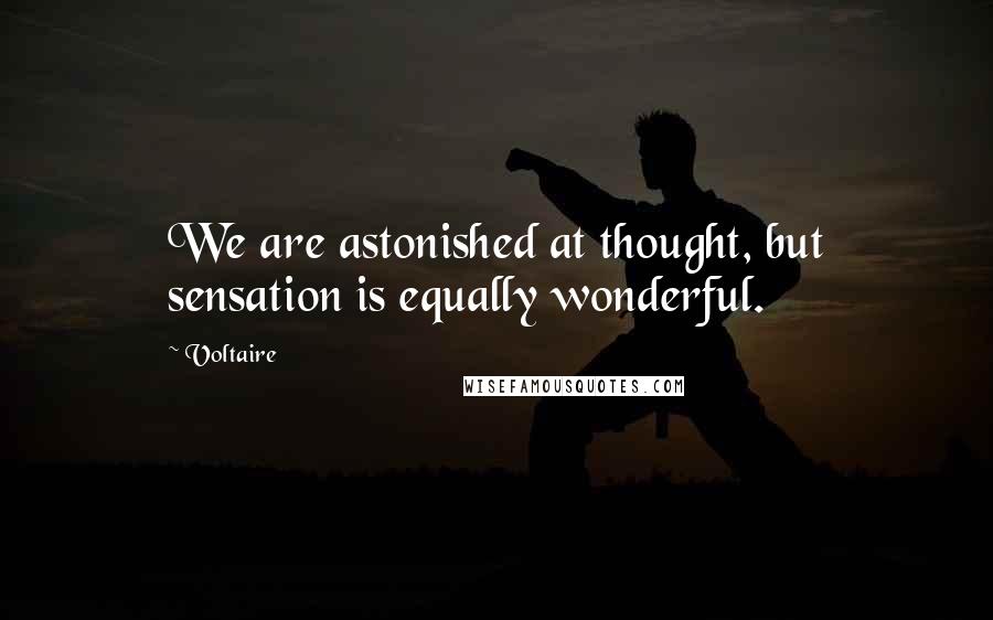 Voltaire Quotes: We are astonished at thought, but sensation is equally wonderful.