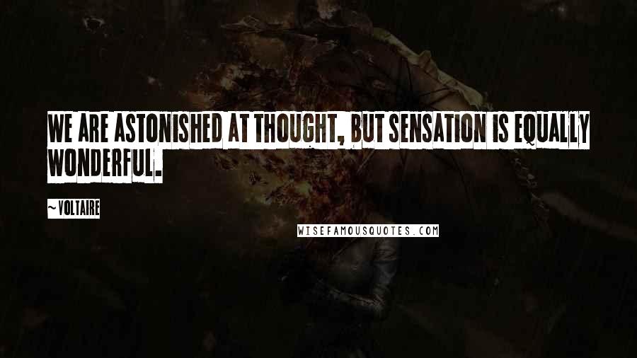 Voltaire Quotes: We are astonished at thought, but sensation is equally wonderful.