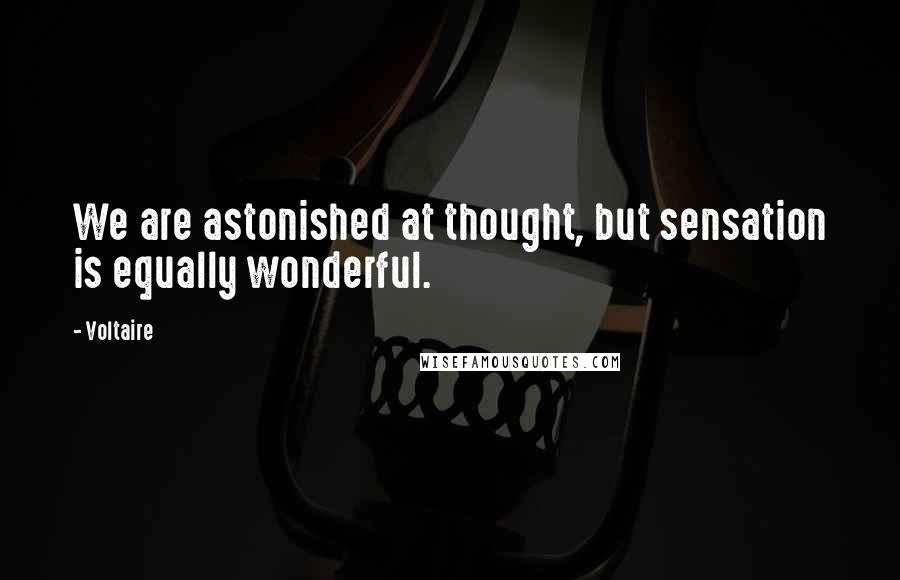 Voltaire Quotes: We are astonished at thought, but sensation is equally wonderful.