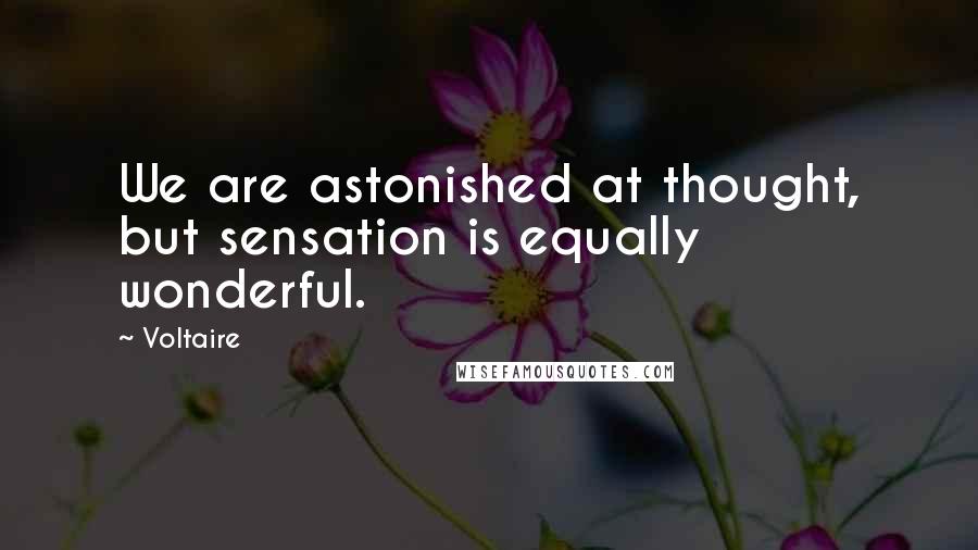 Voltaire Quotes: We are astonished at thought, but sensation is equally wonderful.