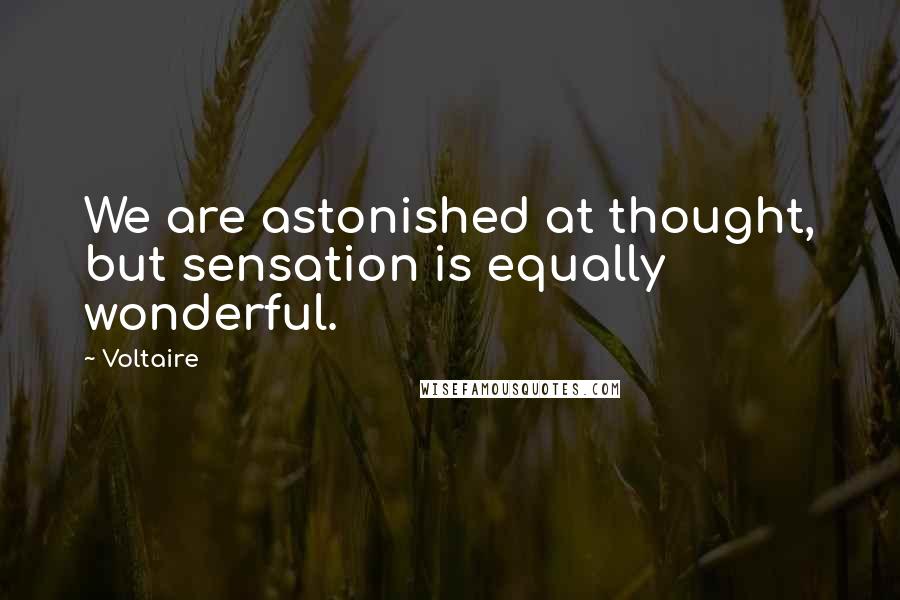 Voltaire Quotes: We are astonished at thought, but sensation is equally wonderful.