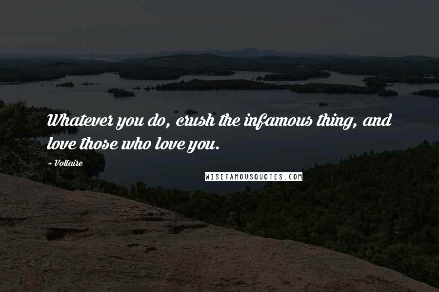 Voltaire Quotes: Whatever you do, crush the infamous thing, and love those who love you.