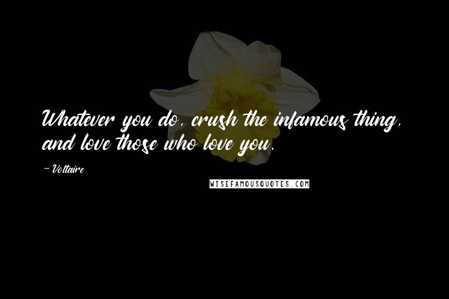 Voltaire Quotes: Whatever you do, crush the infamous thing, and love those who love you.