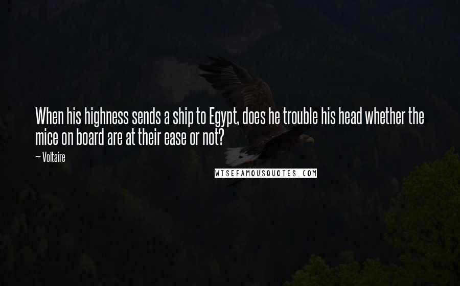 Voltaire Quotes: When his highness sends a ship to Egypt, does he trouble his head whether the mice on board are at their ease or not?