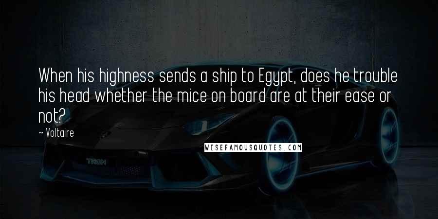 Voltaire Quotes: When his highness sends a ship to Egypt, does he trouble his head whether the mice on board are at their ease or not?