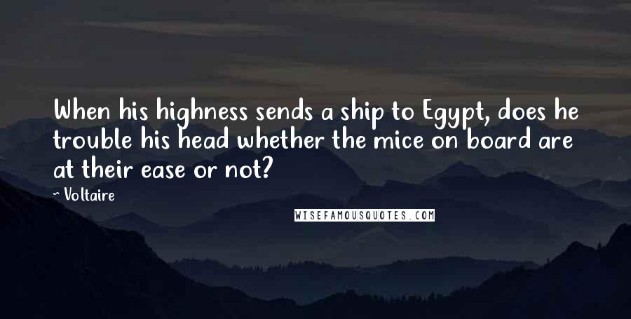 Voltaire Quotes: When his highness sends a ship to Egypt, does he trouble his head whether the mice on board are at their ease or not?