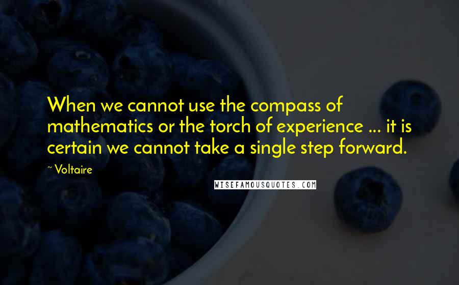 Voltaire Quotes: When we cannot use the compass of mathematics or the torch of experience ... it is certain we cannot take a single step forward.