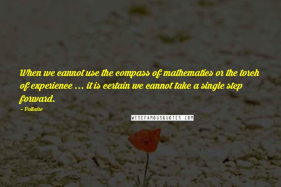 Voltaire Quotes: When we cannot use the compass of mathematics or the torch of experience ... it is certain we cannot take a single step forward.