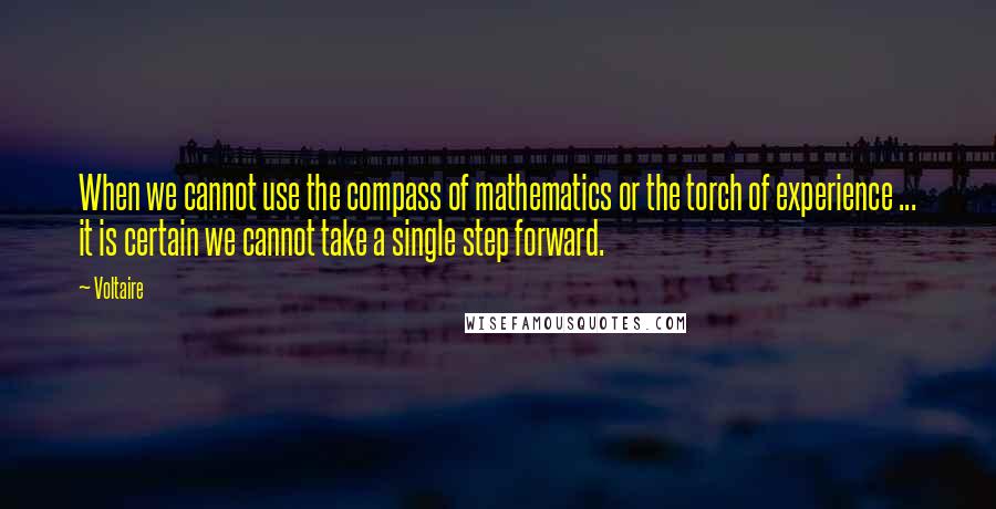 Voltaire Quotes: When we cannot use the compass of mathematics or the torch of experience ... it is certain we cannot take a single step forward.