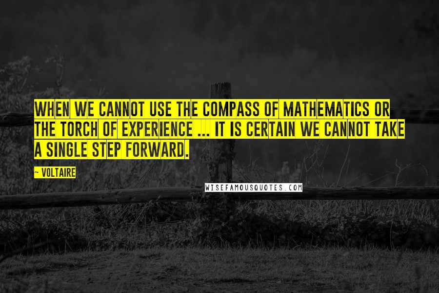Voltaire Quotes: When we cannot use the compass of mathematics or the torch of experience ... it is certain we cannot take a single step forward.
