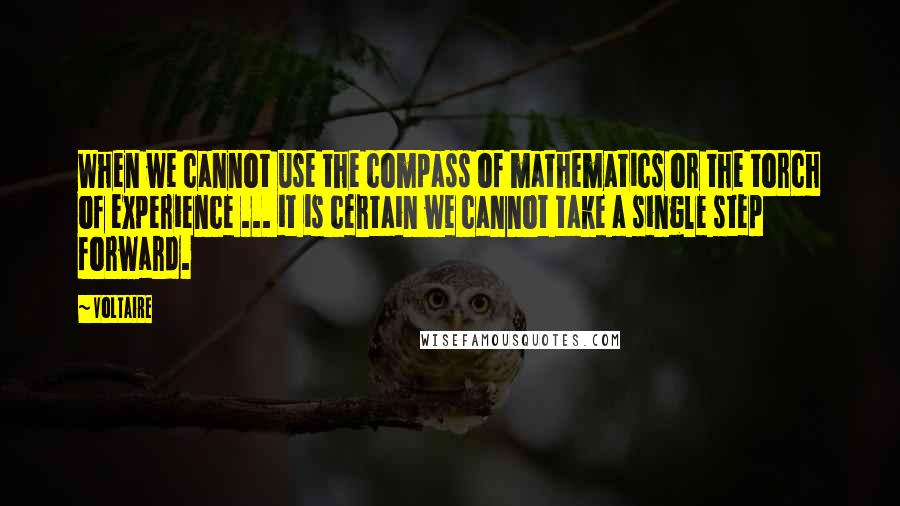 Voltaire Quotes: When we cannot use the compass of mathematics or the torch of experience ... it is certain we cannot take a single step forward.