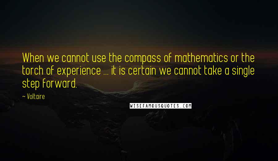 Voltaire Quotes: When we cannot use the compass of mathematics or the torch of experience ... it is certain we cannot take a single step forward.