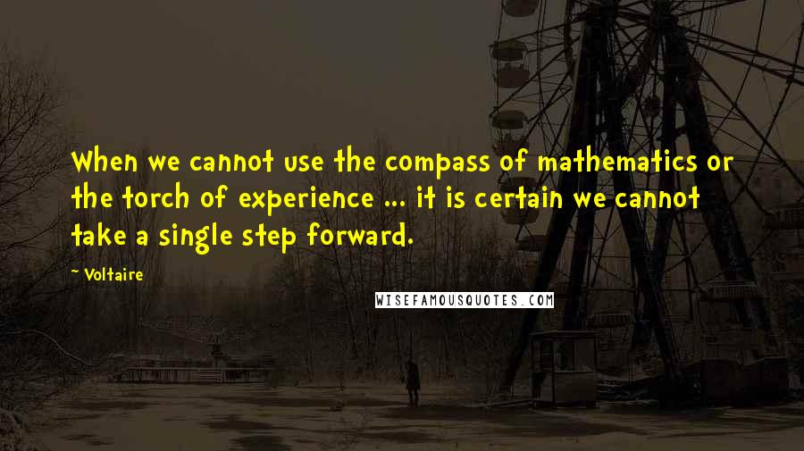 Voltaire Quotes: When we cannot use the compass of mathematics or the torch of experience ... it is certain we cannot take a single step forward.