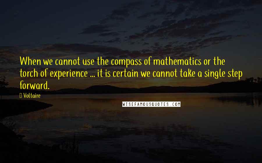 Voltaire Quotes: When we cannot use the compass of mathematics or the torch of experience ... it is certain we cannot take a single step forward.