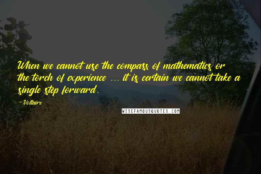 Voltaire Quotes: When we cannot use the compass of mathematics or the torch of experience ... it is certain we cannot take a single step forward.