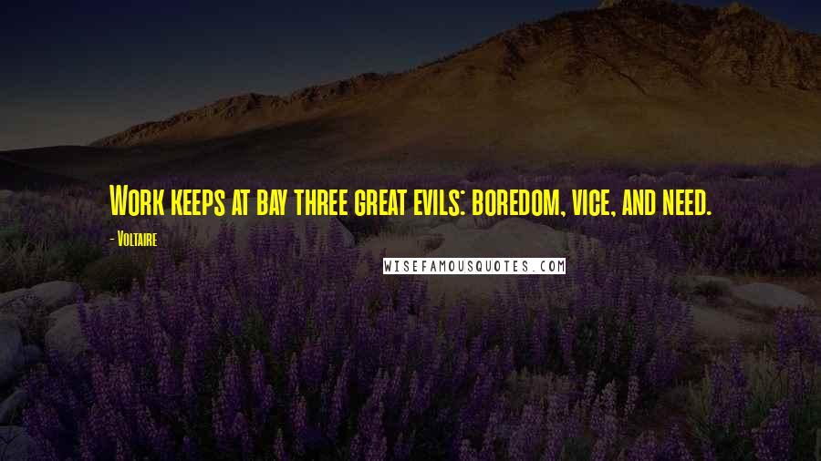 Voltaire Quotes: Work keeps at bay three great evils: boredom, vice, and need.