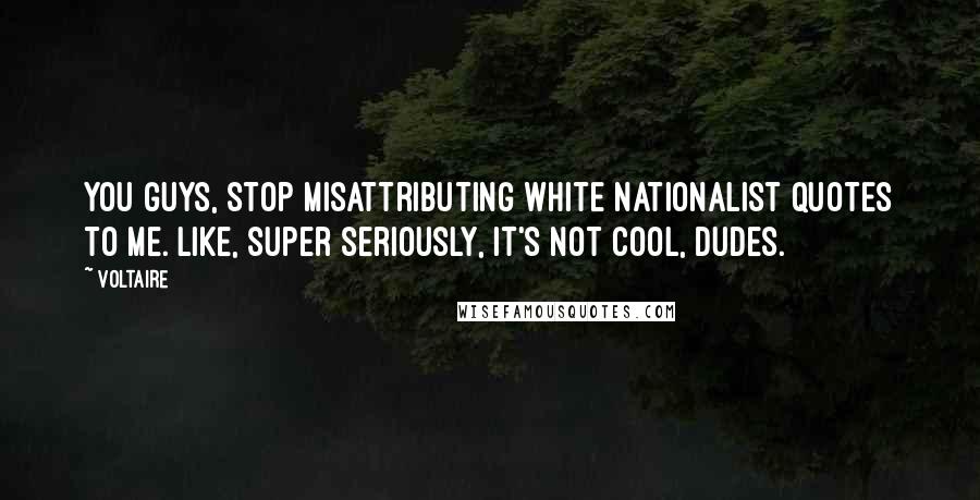 Voltaire Quotes: You guys, stop misattributing white nationalist quotes to me. Like, super seriously, it's not cool, dudes.