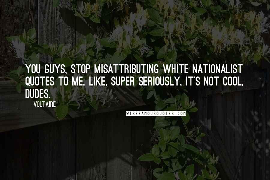 Voltaire Quotes: You guys, stop misattributing white nationalist quotes to me. Like, super seriously, it's not cool, dudes.