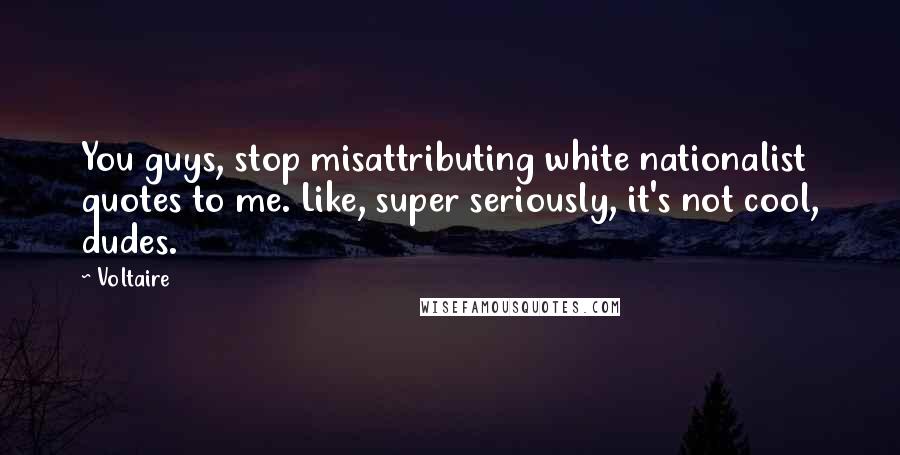 Voltaire Quotes: You guys, stop misattributing white nationalist quotes to me. Like, super seriously, it's not cool, dudes.