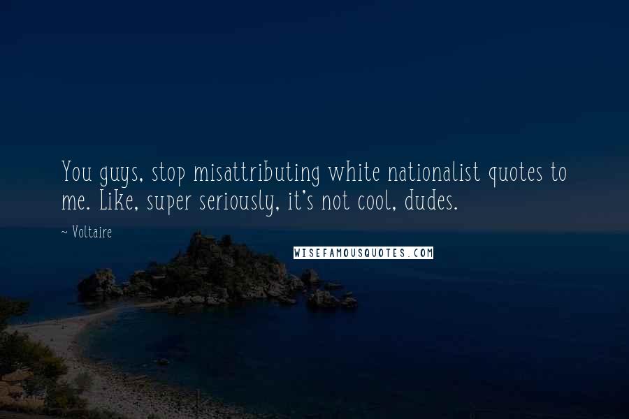 Voltaire Quotes: You guys, stop misattributing white nationalist quotes to me. Like, super seriously, it's not cool, dudes.