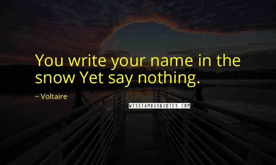 Voltaire Quotes: You write your name in the snow Yet say nothing.