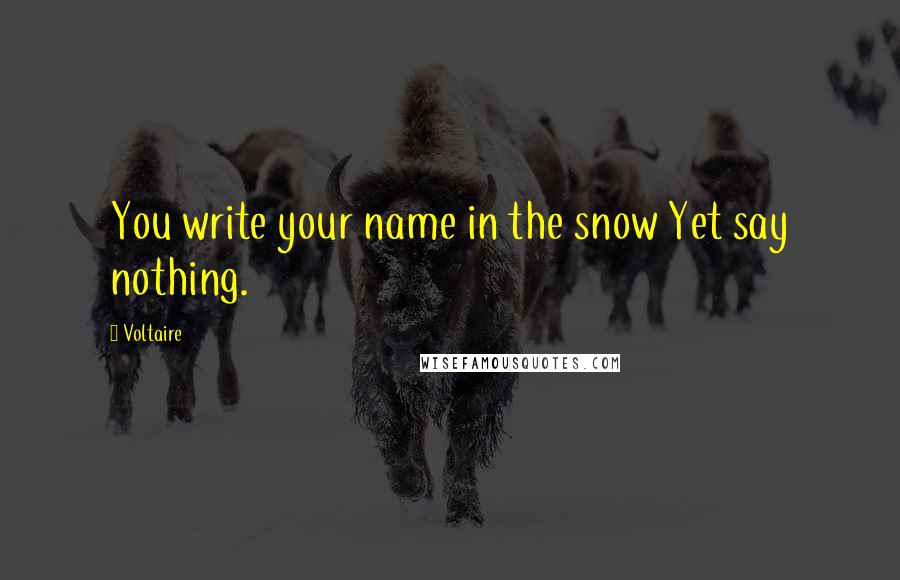 Voltaire Quotes: You write your name in the snow Yet say nothing.