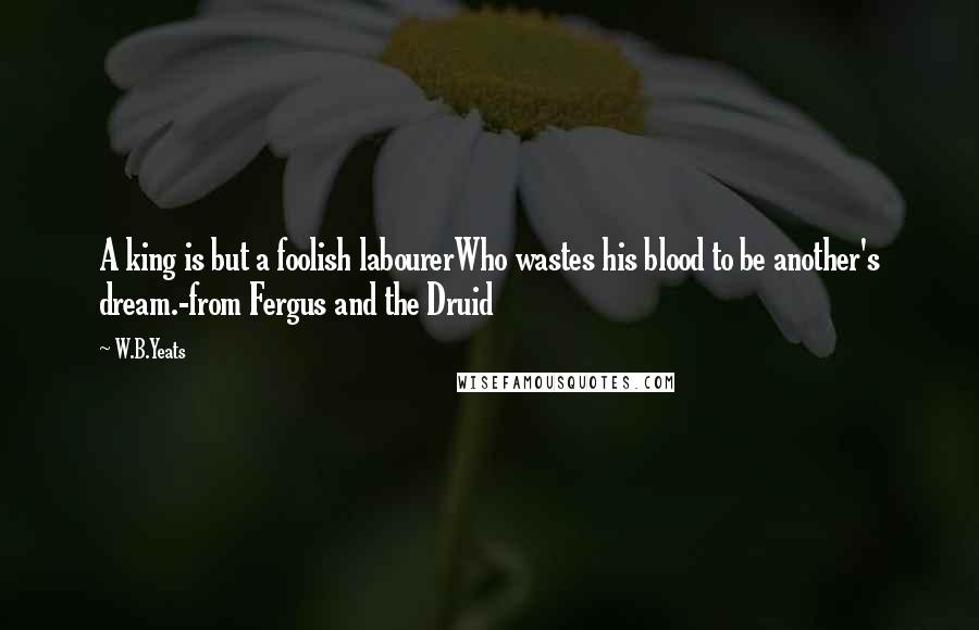 W.B.Yeats Quotes: A king is but a foolish labourerWho wastes his blood to be another's dream.-from Fergus and the Druid