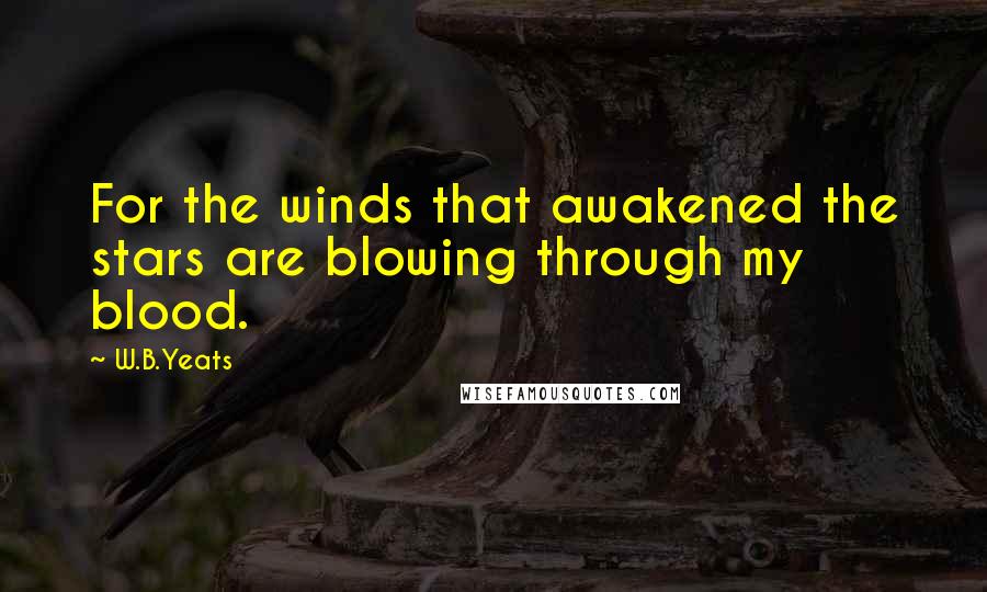 W.B.Yeats Quotes: For the winds that awakened the stars are blowing through my blood.