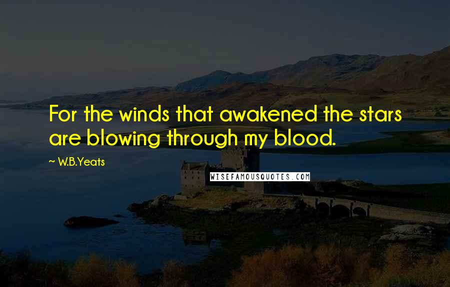 W.B.Yeats Quotes: For the winds that awakened the stars are blowing through my blood.