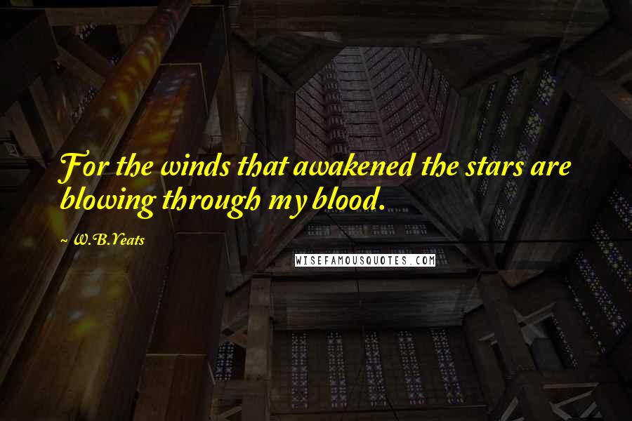 W.B.Yeats Quotes: For the winds that awakened the stars are blowing through my blood.