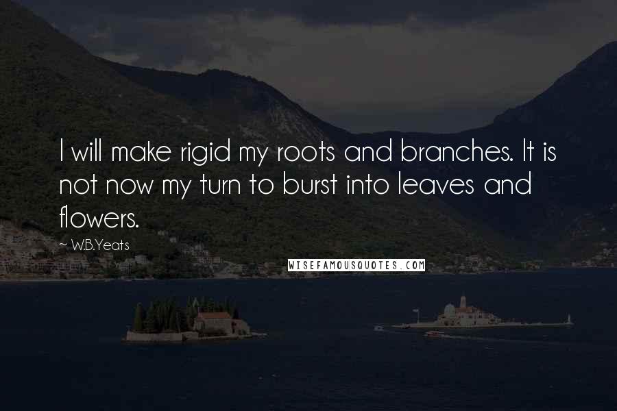 W.B.Yeats Quotes: I will make rigid my roots and branches. It is not now my turn to burst into leaves and flowers.