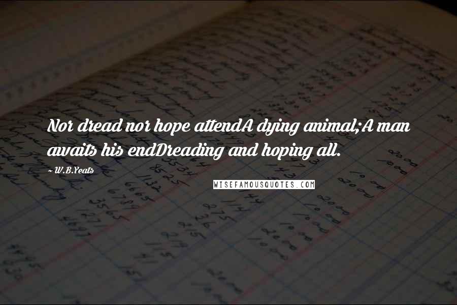 W.B.Yeats Quotes: Nor dread nor hope attendA dying animal;A man awaits his endDreading and hoping all.