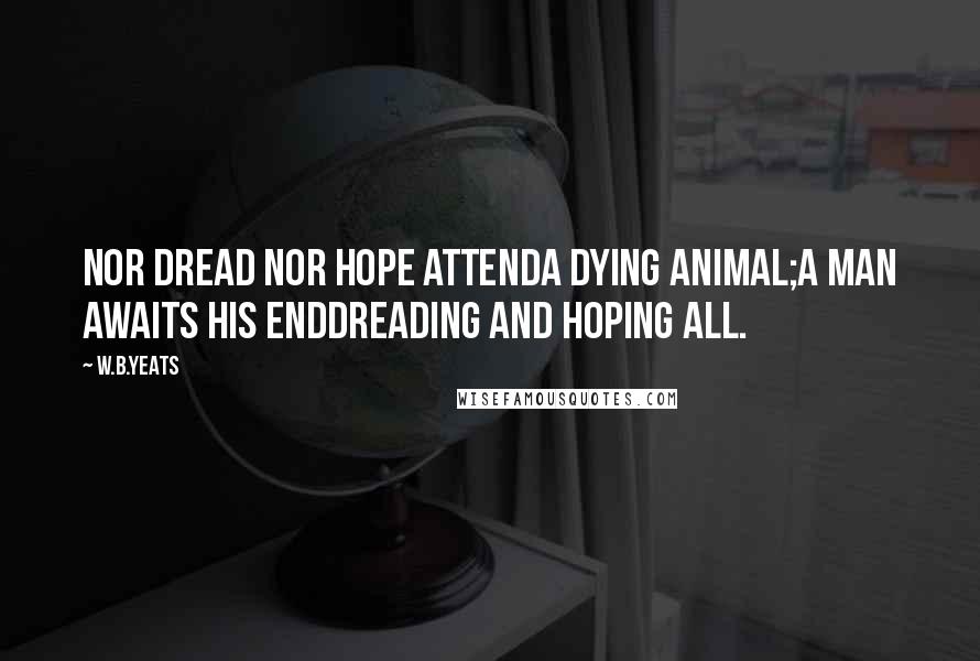 W.B.Yeats Quotes: Nor dread nor hope attendA dying animal;A man awaits his endDreading and hoping all.