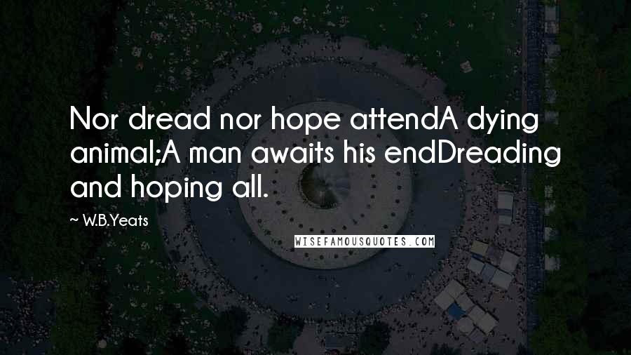 W.B.Yeats Quotes: Nor dread nor hope attendA dying animal;A man awaits his endDreading and hoping all.