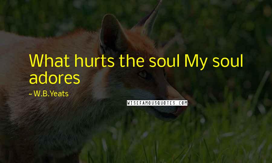 W.B.Yeats Quotes: What hurts the soul My soul adores