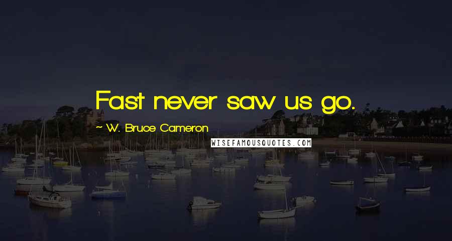 W. Bruce Cameron Quotes: Fast never saw us go.