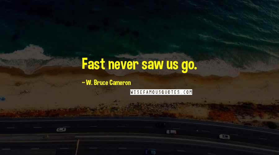 W. Bruce Cameron Quotes: Fast never saw us go.