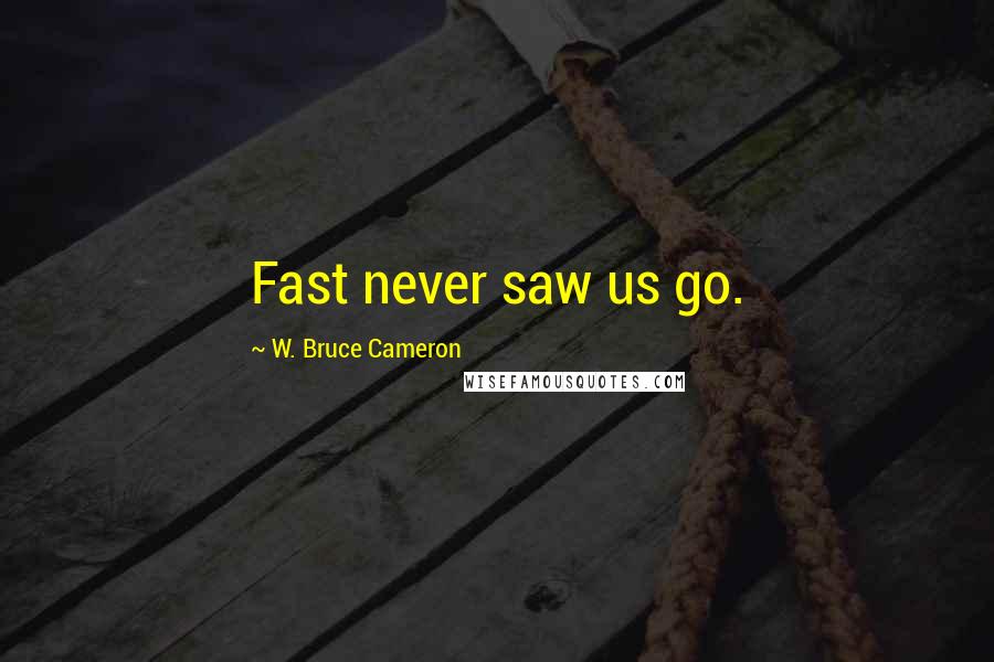 W. Bruce Cameron Quotes: Fast never saw us go.