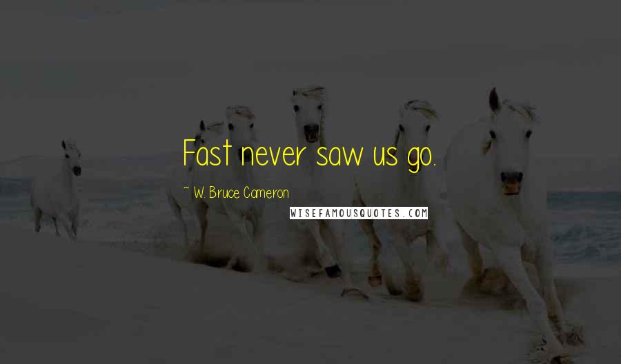 W. Bruce Cameron Quotes: Fast never saw us go.