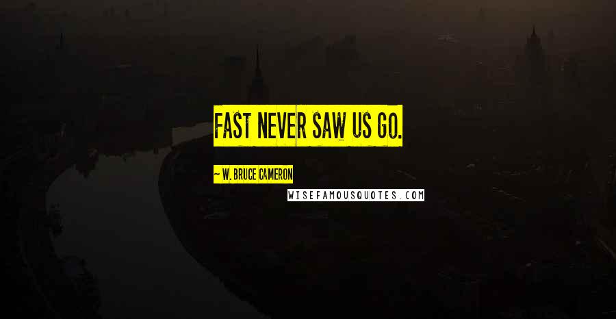 W. Bruce Cameron Quotes: Fast never saw us go.