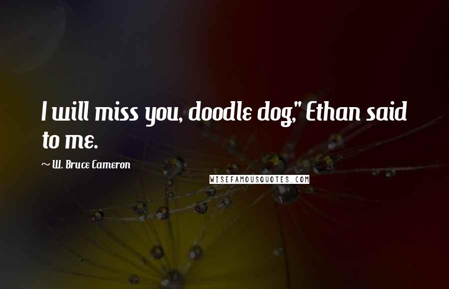 W. Bruce Cameron Quotes: I will miss you, doodle dog," Ethan said to me.