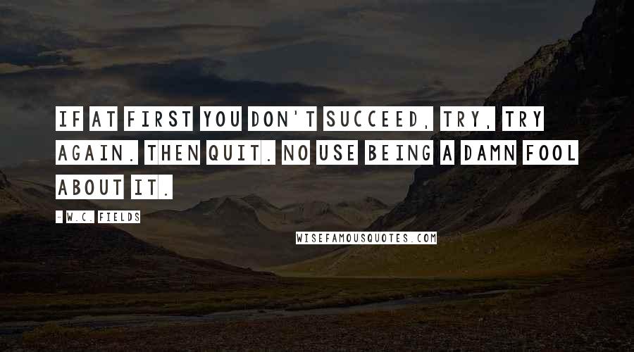 W.C. Fields Quotes: If at first you don't succeed, try, try again. Then quit. No use being a damn fool about it.