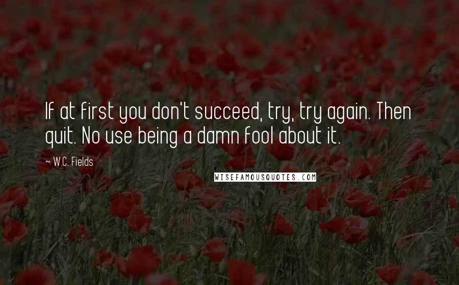 W.C. Fields Quotes: If at first you don't succeed, try, try again. Then quit. No use being a damn fool about it.