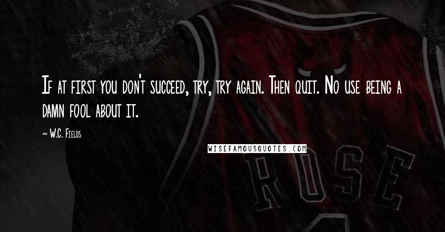 W.C. Fields Quotes: If at first you don't succeed, try, try again. Then quit. No use being a damn fool about it.