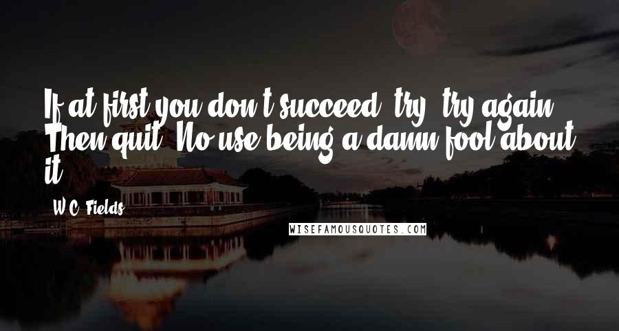 W.C. Fields Quotes: If at first you don't succeed, try, try again. Then quit. No use being a damn fool about it.