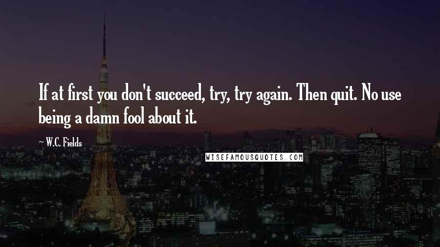 W.C. Fields Quotes: If at first you don't succeed, try, try again. Then quit. No use being a damn fool about it.