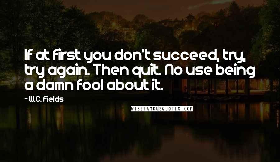 W.C. Fields Quotes: If at first you don't succeed, try, try again. Then quit. No use being a damn fool about it.